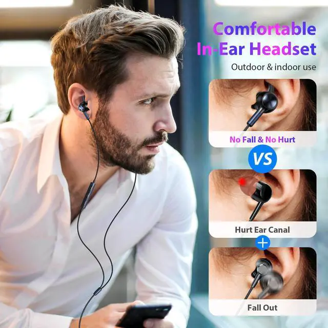 Alt view image 5 of 7 - 3.5mm Wired Earbuds Sport in-Ear Headphones Mute Mic Stereo Bass