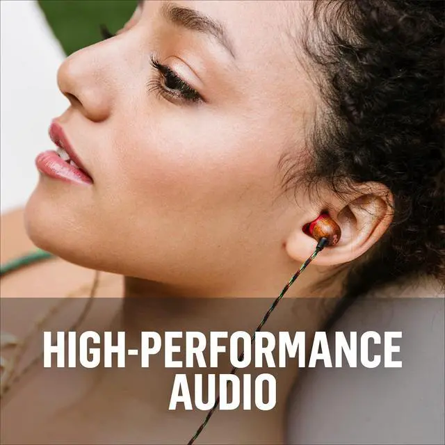 Alt view image 5 of 7 - House of Marley Smile Jamaica AUX Wired Earbuds with Microphone, Noise-Isolating in-Ear Headphones, Tangle-Resistant Cable, 3.5mm Jack Sustainable (Rasta)