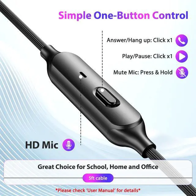 Alt view image 6 of 7 - 3.5mm Wired Earbuds Sport in-Ear Headphones Mute Mic Stereo Bass