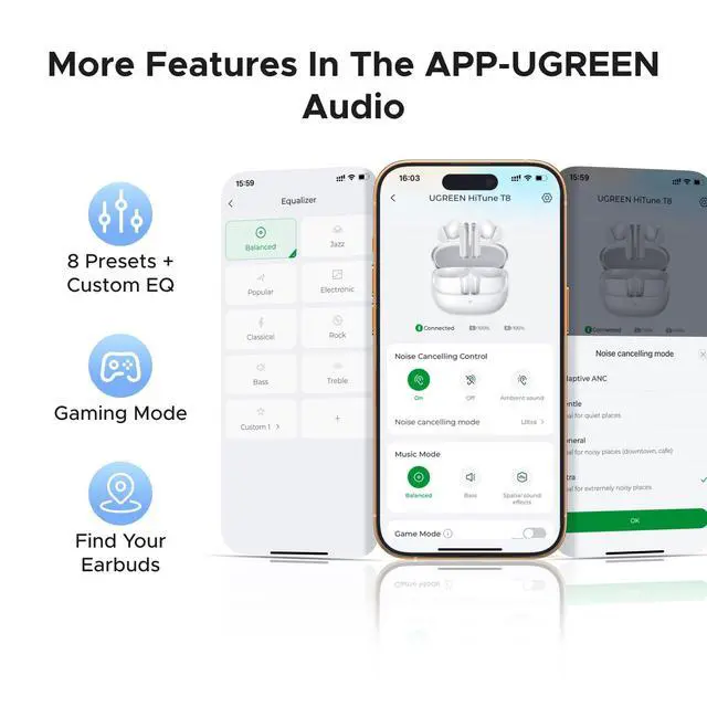 Alt view image 6 of 7 - EchoBuds Plus Wireless Earbuds, Adaptive ANC, Bluetooth 6.0, 50H