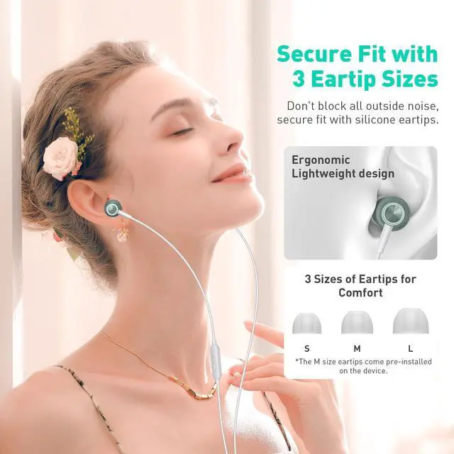 Alt view image 3 of 7 - Wired Earbuds 3.5mm Headphones with Mic for Laptop PC Chromebook,Green