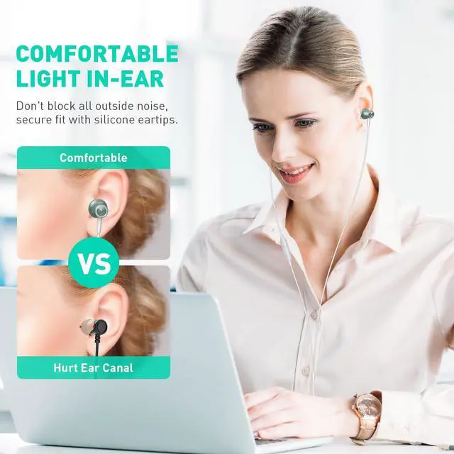 Alt view image 4 of 7 - Wired Earbuds 3.5mm Headphones with Mic for Laptop PC Chromebook,Green