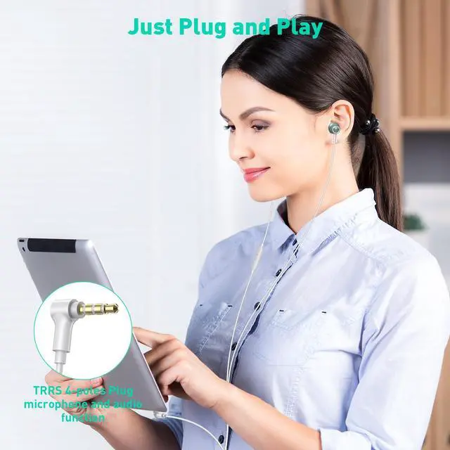 Alt view image 6 of 7 - Wired Earbuds 3.5mm Headphones with Mic for Laptop PC Chromebook,Green