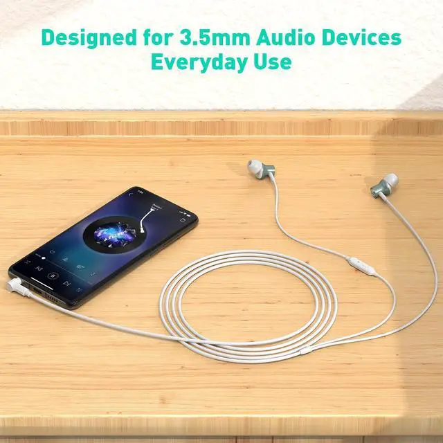 Alt view image 5 of 7 - Wired Earbuds 3.5mm Headphones with Mic for Laptop PC Chromebook,Green