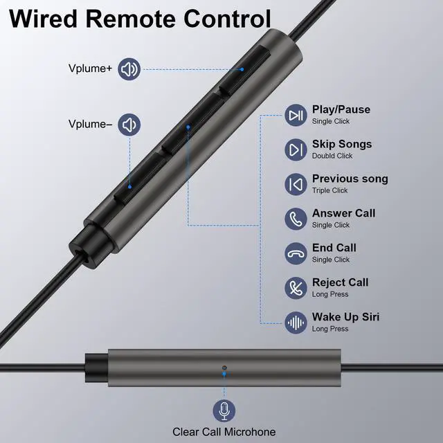 Alt view image 4 of 7 - Wired Headphones Earbuds wtih Lightning Connector Magnetic Earphone Headset
