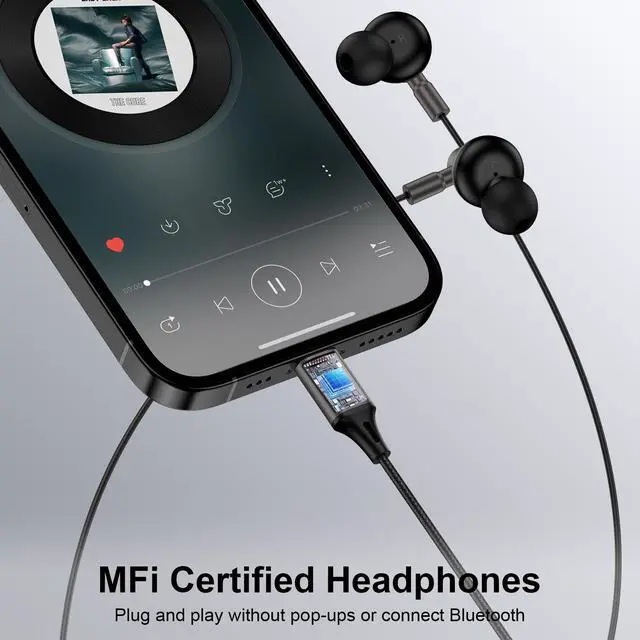 Alt view image 5 of 7 - Wired Headphones Earbuds wtih Lightning Connector Magnetic Earphone Headset