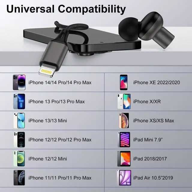 Alt view image 7 of 7 - Wired Headphones Earbuds wtih Lightning Connector Magnetic Earphone Headset