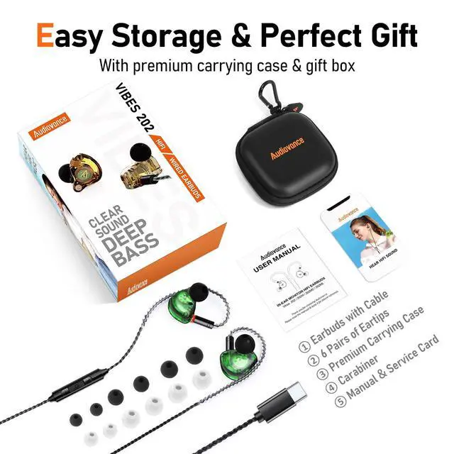 Alt view image 6 of 7 - Vibes 202MC USB-C HiFi Wired Earbuds, Type-C Headphones with Mic