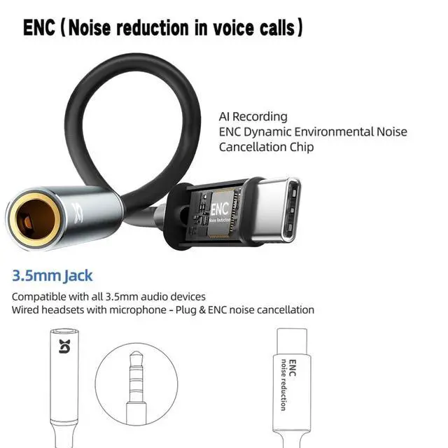 Alt view image 5 of 6 - Wired Earbud with ENC Noise-canceling Mic Deep bass Dual-unit Headphones