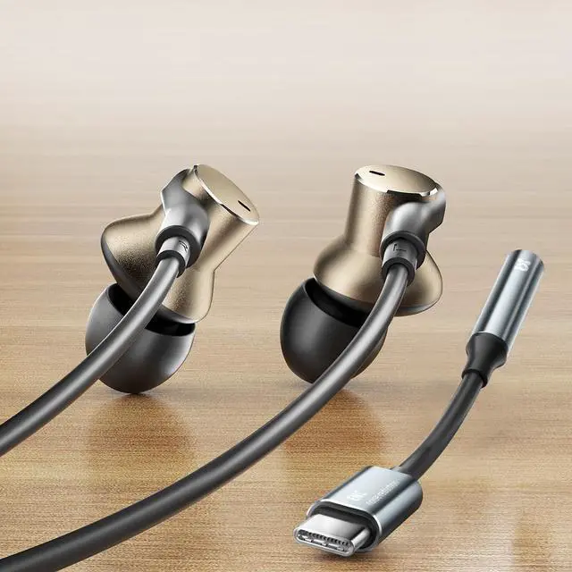Alt view image 6 of 6 - Wired Earbud with ENC Noise-canceling Mic Deep bass Dual-unit Headphones