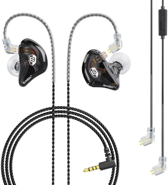 Main image of Bsinger Professional in Ear Monitor Headphones, Dual Drivers 2-Pin IEM Earbuds with Mic, Clear Sound HiFi Earphones for Musicians Drummers and Stage (Black, 2-Pin)
