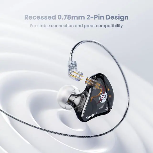 Alt view image 3 of 7 - Bsinger Professional in Ear Monitor Headphones, Dual Drivers 2-Pin IEM Earbuds with Mic, Clear Sound HiFi Earphones for Musicians Drummers and Stage (Black, 2-Pin)