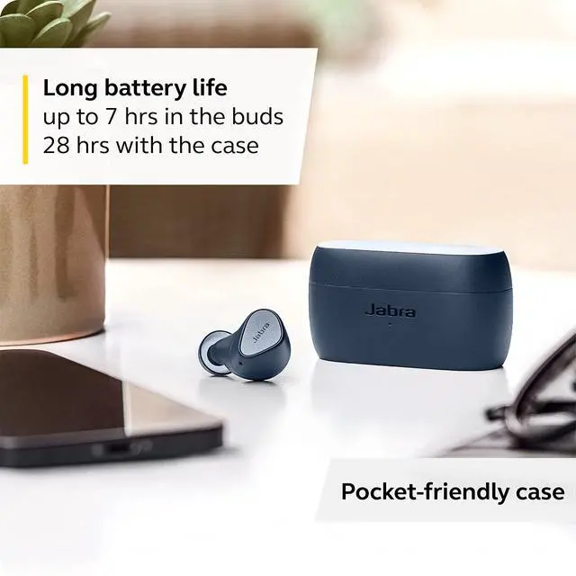 Alt view image 4 of 5 - Elite 3 in Ear Wireless Bluetooth Earbuds Noise Isolating True Wireless Buds with 4 Built-in Microphones for Clear Calls, Rich Bass, Customizable Sound, and Mono Mode - Navy