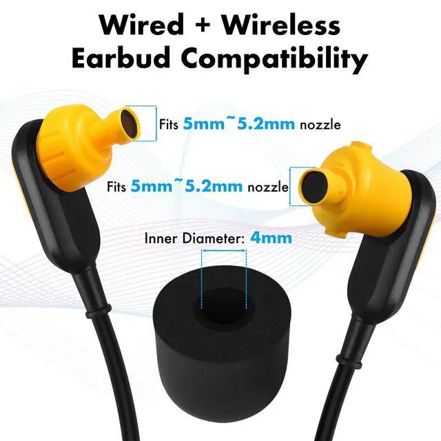 Alt view image 6 of 7 - ! Memory Foam Ear Tips Replacement for DEWALT Earbuds
