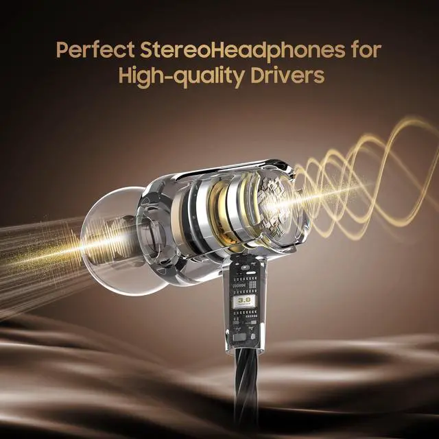 Alt view image 2 of 7 - USB-C Earbuds 3-Pack Wired Mic Noise-Isolating Heavy Bass Stereo