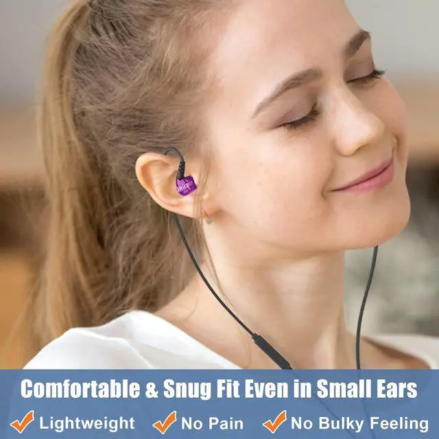 Alt view image 2 of 7 - Wired Sport Running Headphones Over Ear in-Ear Earbuds w Mic Purple