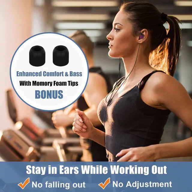 Alt view image 3 of 7 - Wired Sport Running Headphones Over Ear in-Ear Earbuds w Mic Purple