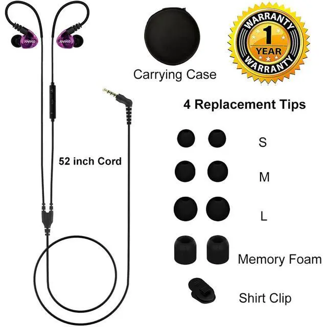 Alt view image 7 of 7 - Wired Sport Running Headphones Over Ear in-Ear Earbuds w Mic Purple