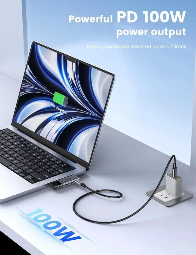 Alt view image 3 of 6 - USB C Hub Type C Splitter with 100W Power Delivery USB 3.0 Data