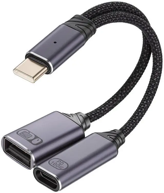 Main image of 1 PCS USB C Splitter 1 in 2 Out, USB C OTG Adapter and Charger PD Charger Splitter Y Cable with 60W PD Fast Charging Compatible for Vehicles, Desktop PCS, Smartphones