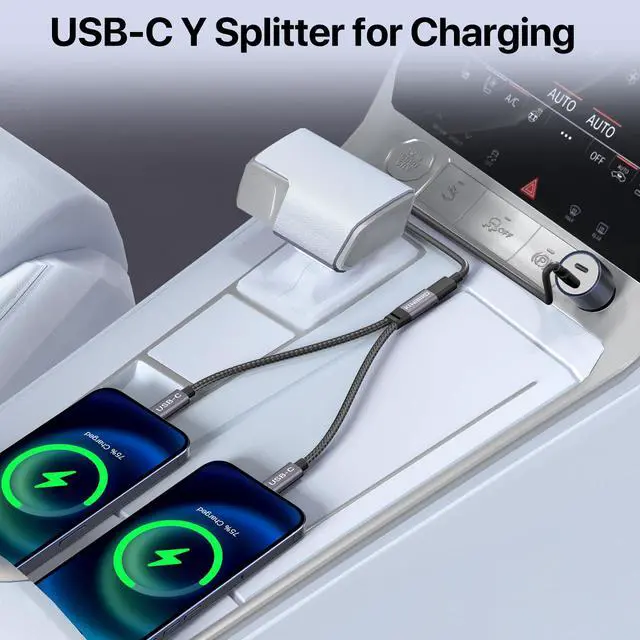 Alt view image 6 of 7 - USB C Splitter Charging, USB C Power Splitter 1 in 2 Out