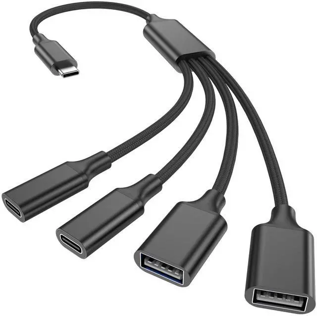 Main image of USB C Splitter 1 in 4 Out-One USBC Male to 2 USBA Female & 2 Type C Female