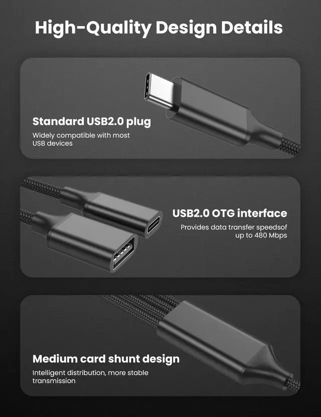 Alt view image 5 of 5 - USB C Splitter 1 in 4 Out-One USBC Male to 2 USBA Female & 2 Type C Female