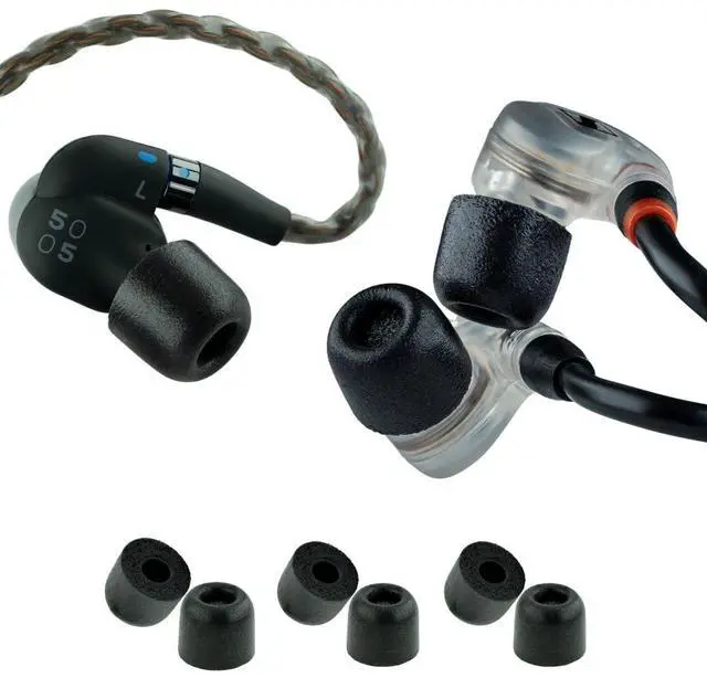 Main image of 500 Core Series Memory Foam Replacement IEM Ear Tips, Black (S/M/L)