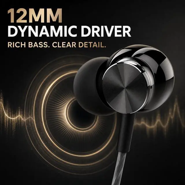 Alt view image 2 of 7 - BS10 Earphones Wired Earbud Headphones with Microphone, Black