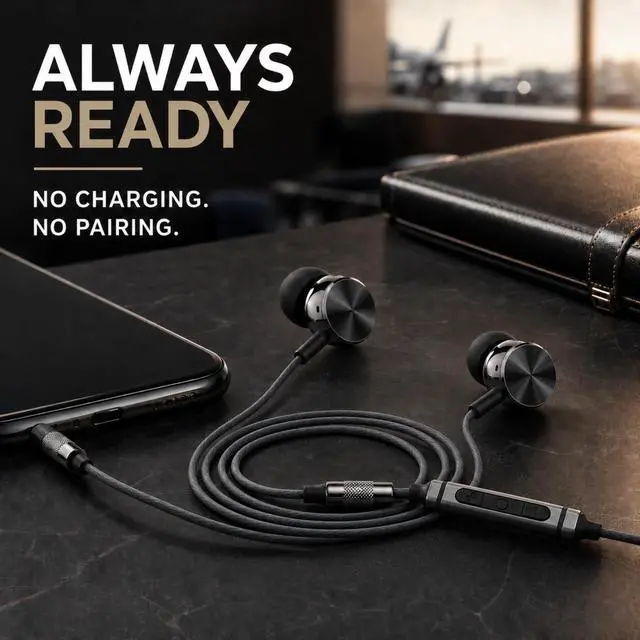 Alt view image 5 of 7 - BS10 Earphones Wired Earbud Headphones with Microphone, Black