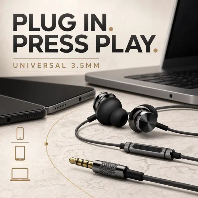 Alt view image 6 of 7 - BS10 Earphones Wired Earbud Headphones with Microphone, Black