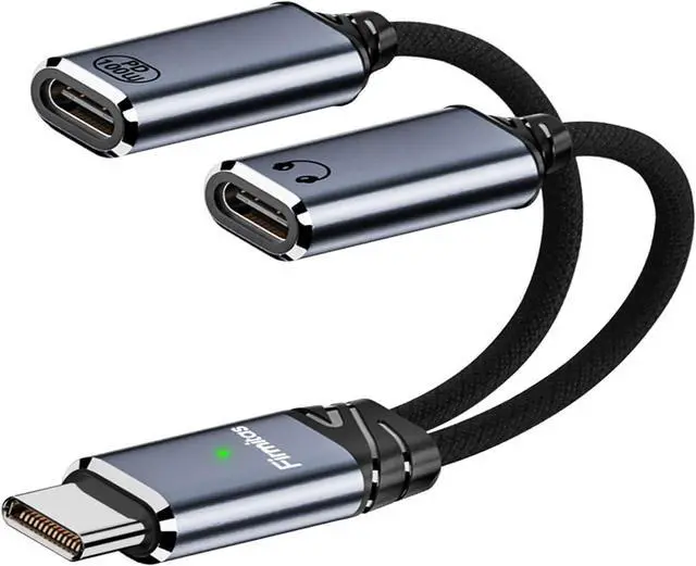 Main image of USB C Splitter 1 in 2 Out, Dual USB C Charger and Headphone Adapter100W PD 3.0 Fast Charging & Hi-Res DAC Audio Adapter (Not for Fire Max and Samsung Devices