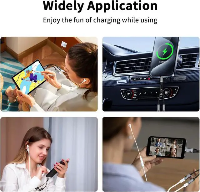 Alt view image 5 of 6 - USB C Splitter 1 in 2 Out, Dual USB C Charger and Headphone Adapter100W PD 3.0 Fast Charging & Hi-Res DAC Audio Adapter (Not for Fire Max and Samsung Devices