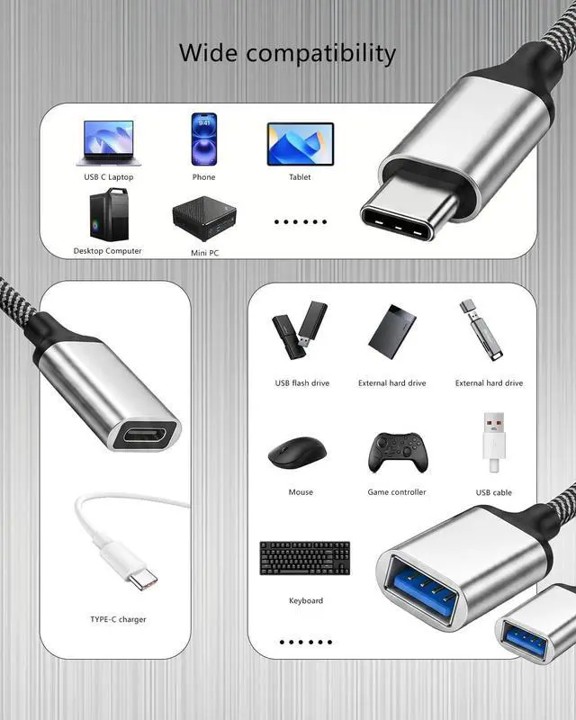 Alt view image 7 of 7 - USB Type C Hub, 3 Ports, 60 W, PD, Rapid Charging, OTG Function, 3/1 Splitter (USB-C Power/USB-A 2.0 x 2), Aluminum Alloy, High Speed Data Transfer, Compatible with Laptop/Android Smartphones