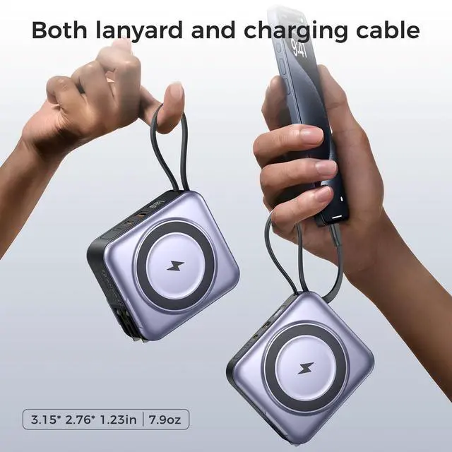 Alt view image 3 of 7 - 10000mAh Portable Charger Power Bank Built in Cables&Wall Plug