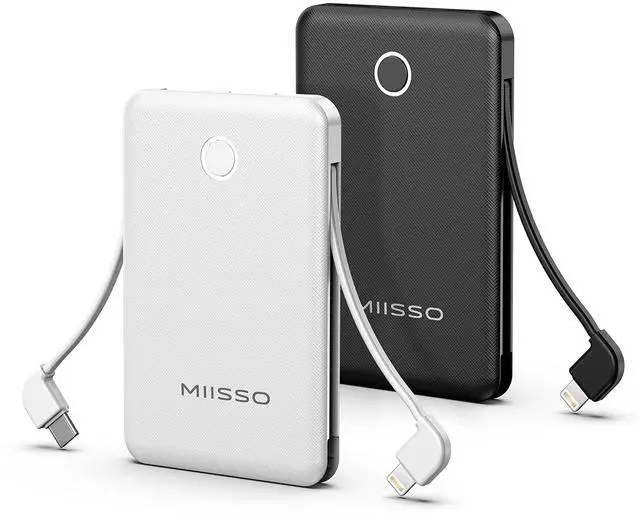 Main image of 6000mah Ultra Slim Power Bank, Card Size, 2-Pack Black & White