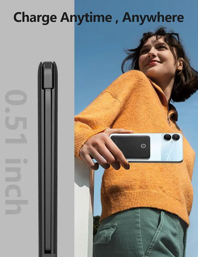 Alt view image 7 of 7 - 6000mah Ultra Slim Power Bank, Card Size, 2-Pack Black & White