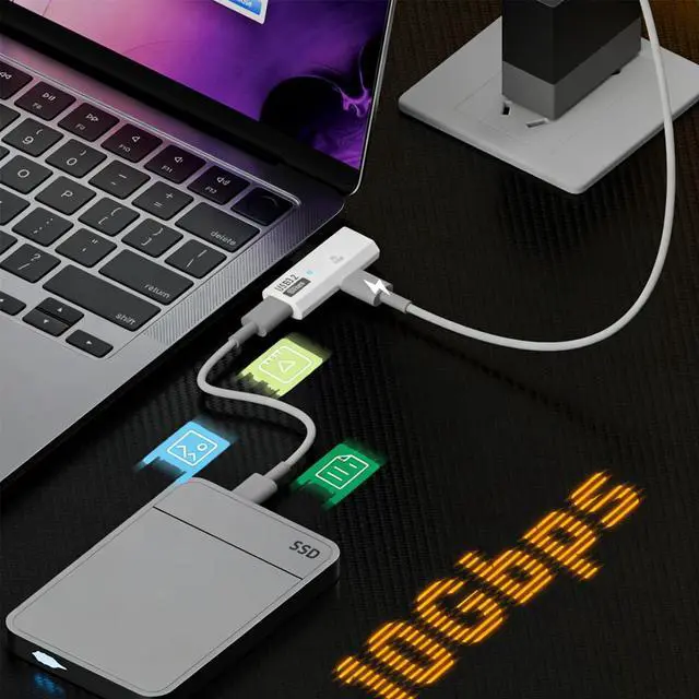 Alt view image 6 of 7 - USB C Splitter 2 in 1 Adapter, 100W PD Fast Charging & 10Gbps Data Transfer