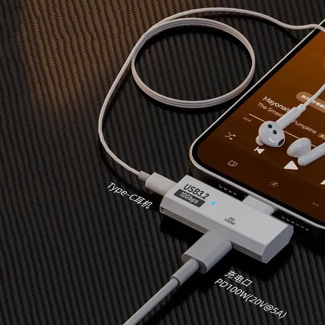 Alt view image 7 of 7 - USB C Splitter 2 in 1 Adapter, 100W PD Fast Charging & 10Gbps Data Transfer