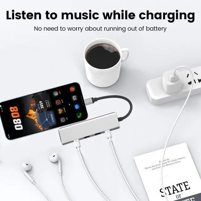 Alt view image 2 of 7 - USB C Splitter, USB C OTG Adapter,Audio/Data/Video/Charger Adapter with PD 100W for Laptop, iPad Pro, iPad Air 6/5, MacBook, iPhone, Galaxy More