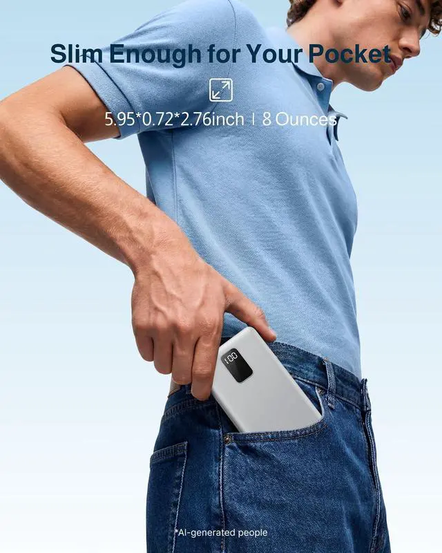 Alt view image 7 of 7 - 10000mAh Portable Charger with Built-in Cables and AC Wall Plug