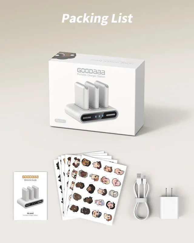Alt view image 6 of 7 - Portable Charger, 3-Pack 10000mAh Slim Power Bank Built in Cables, 3 Outputs 1 Inputs Family Power Hub for All Mobile Devices, Charging Station Set Includes 140 DlY Stickers, for Home,Office