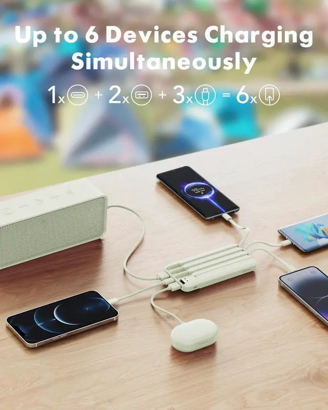 Alt view image 3 of 7 - Portable Charger with Built-in Cables X 4, Portable Phone Charger