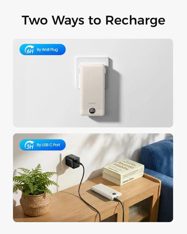 Alt view image 5 of 7 - Portable Charger for iPhone, Power Bank Built in Cables and Wall Plug