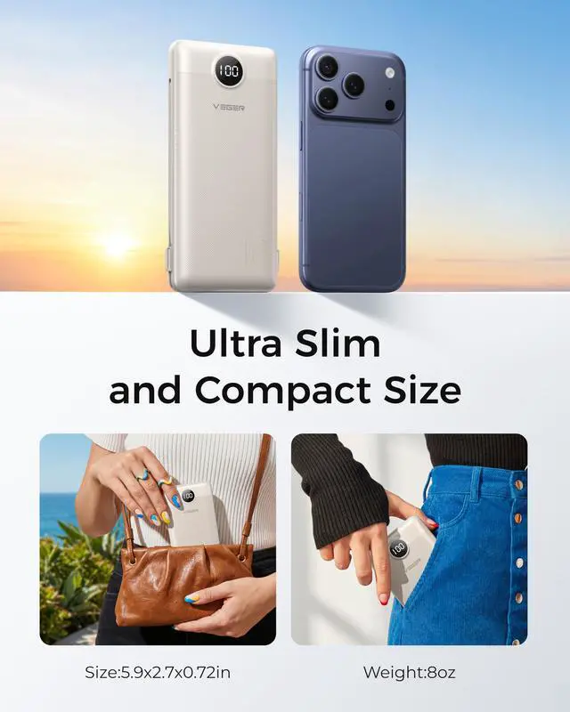 Alt view image 7 of 7 - Portable Charger for iPhone, Power Bank Built in Cables and Wall Plug