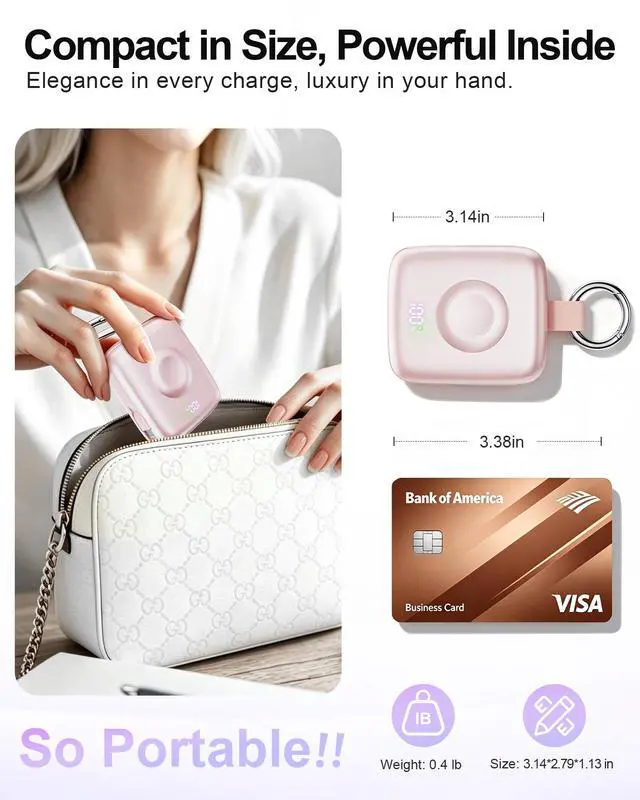 Alt view image 7 of 7 - Portable Charger 3 in 1, Smaller 10000mAh Built-in Cables 22.5W Power Bank