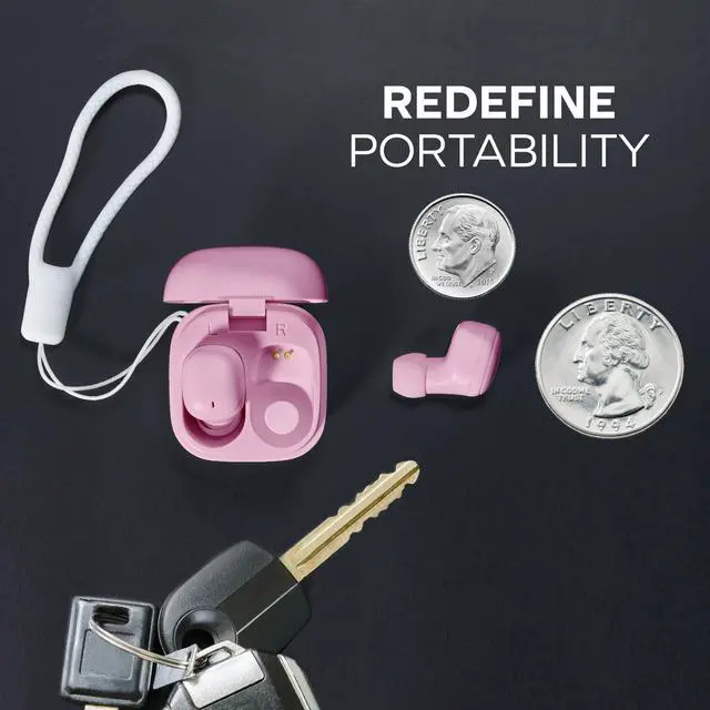Alt view image 3 of 7 - Mini Wireless Earbuds Bluetooth 5.3 Headphones, Small in-Ear Noise Isolating Ear Buds with Mic & Charging Case, 12 Hr Playtime Lightweight Invisible Headset for iPhone & Android Pink