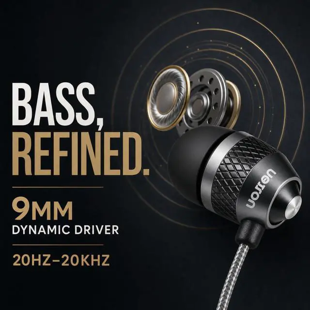 Alt view image 4 of 7 - B25 Earphones, Noise Isolating in-Ear Wired Headphones, Black | Strong Bass, Tangle-Free Cord, Lightweight, Carry Case and Soft Earbud Tips