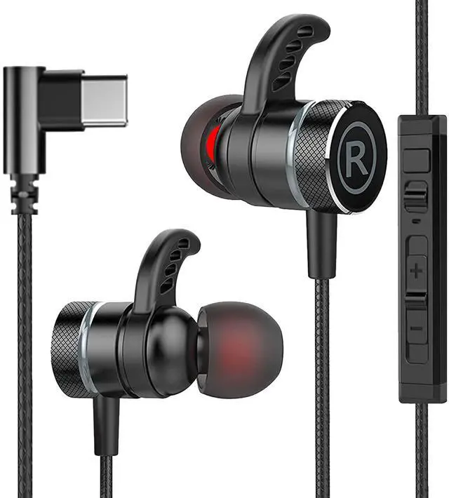 Main image of USB C Headphone for Samsung Wired Earbuds Magnetic in-Ear Type C Earphone with Microphone Volume Control Deep Bass Stereo Noise Canceling for iPhone 17 Pro Max Air 16 16e 15 Pixel 10 9a (Black)