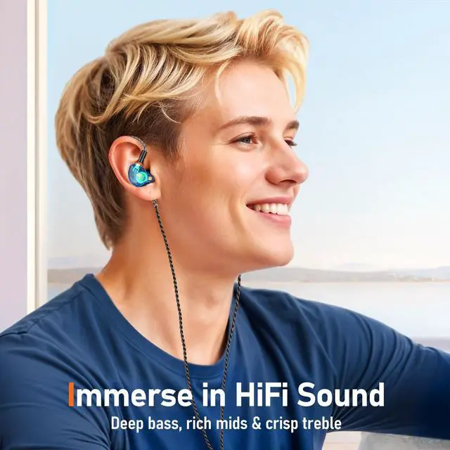 Alt view image 2 of 7 - Vibes 202M HiFi Wired Earbuds in-Ear Monitor Headphones with Mic